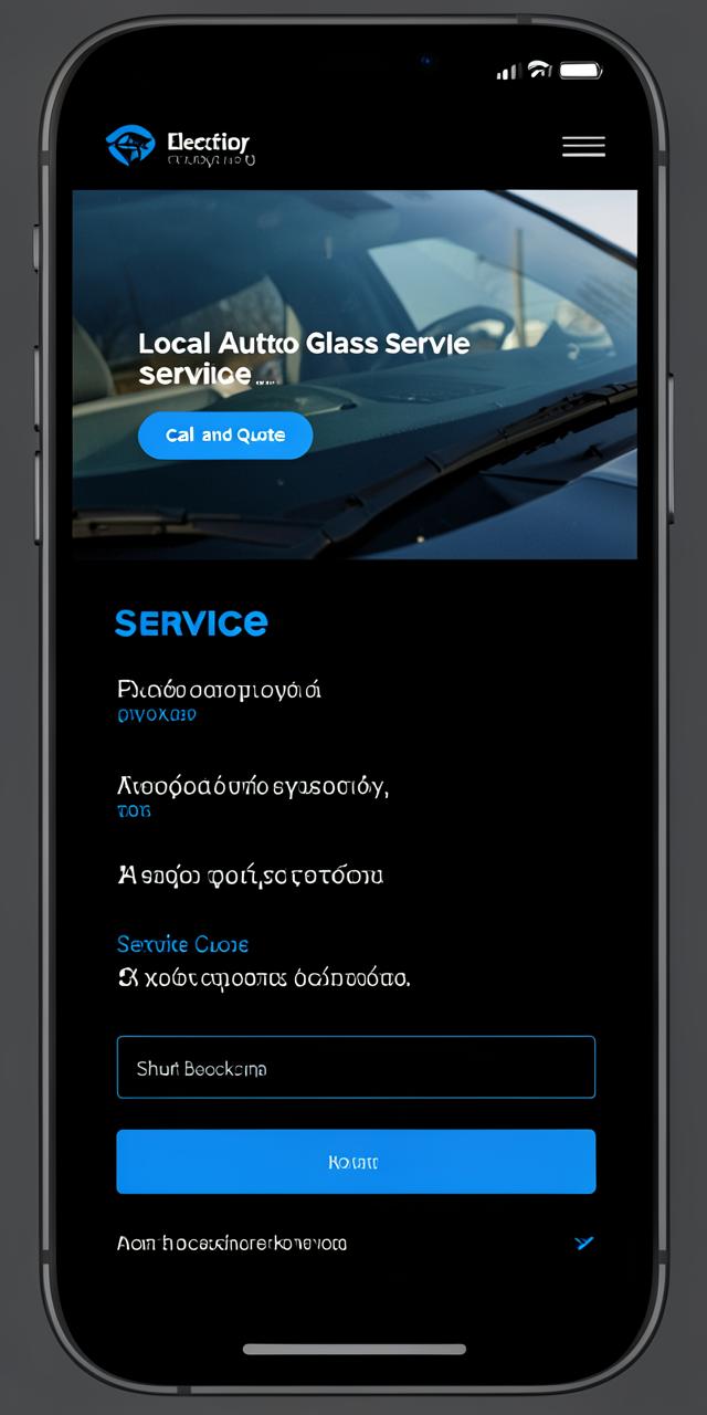 Top Auto Glass website shown on a phone